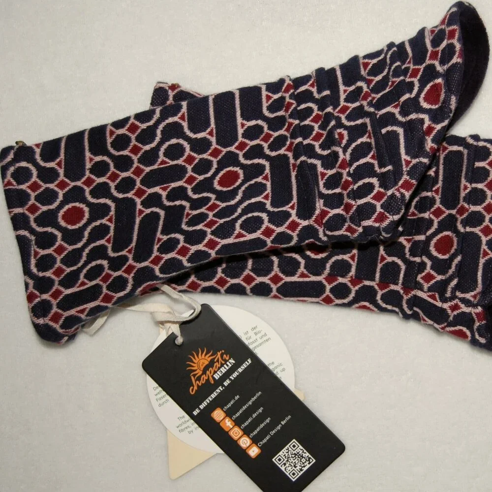 Chapati Berlin, Organic Cotton Velvet Fingerless Gloves, Reversible, Women OS